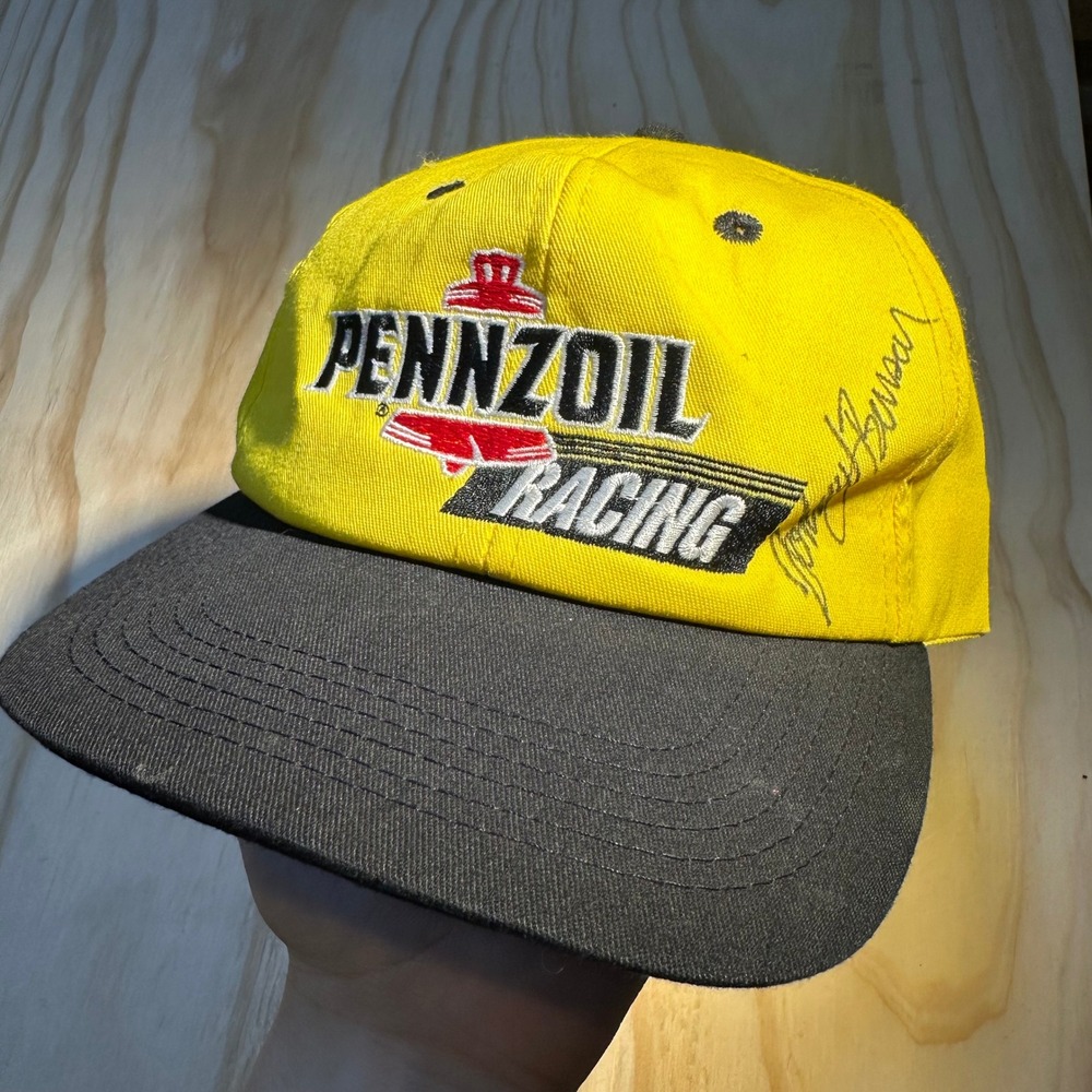 K-Products Pennzoil Racing Hat Johnny Benson Signature Yellow Black Cap USA Made